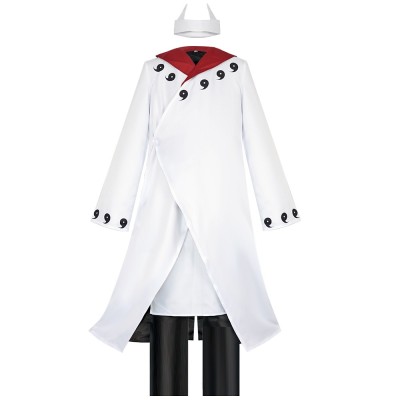 Naruto Shippuden Madara Uchiha Six Paths Sage Cosplay Costume White Magatama Overcoat