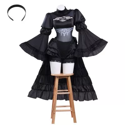 NieR Automata 2B Black Wedding Dress Cosplay Costume With Wig And Sword