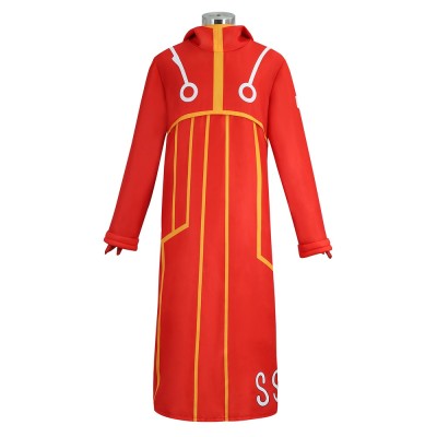 One Piece Egghead Arc Monkey D. Luffy Cosplay Costume Red Hooded Long Coat