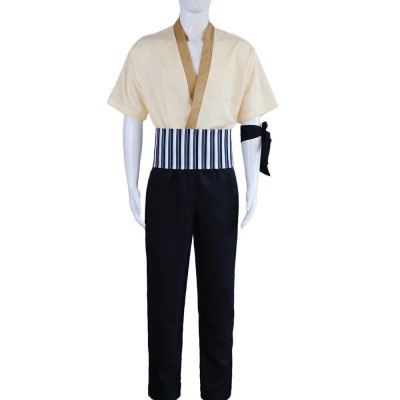 One Piece Live Action Season 2 Roronoa Zoro Cosplay Costume Cream Kimono Top With Striped Haramaki