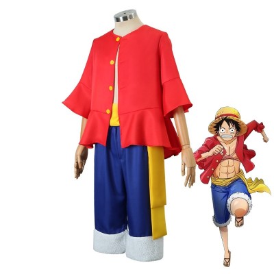 One Piece Monkey D Luffy Post Timeskip Red Shirt Cosplay Costume