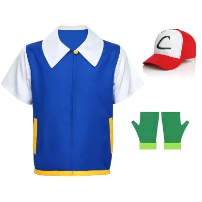Pokemon Ash Ketchum Blue Vest Cosplay Costume