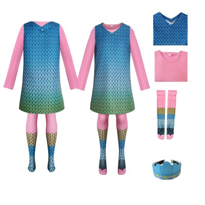  Halloween Family Matching Costume Trolls Poppy V-Neck Dress