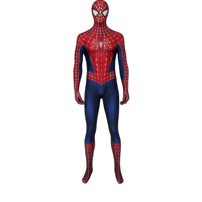 Spider-Man Tobey Maguire Raimi Suit Cosplay Bodysuit With Mask Classic Red And Blue Adults And Kids