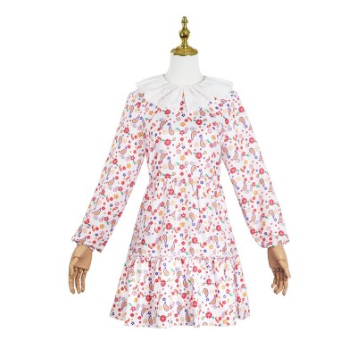 Return To Silent Hill Laura Cosplay Costume Floral Print Dress With Ruffled Collar