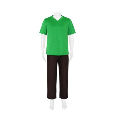 Scooby-Doo Shaggy Rogers Cosplay Costume Green V-Neck Tee With Brown Trousers