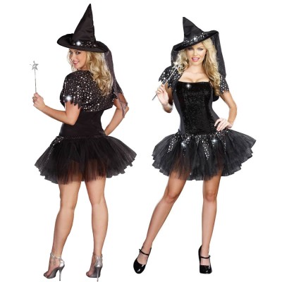Black Sexy Magical Witch Halloween Cosplay Costume