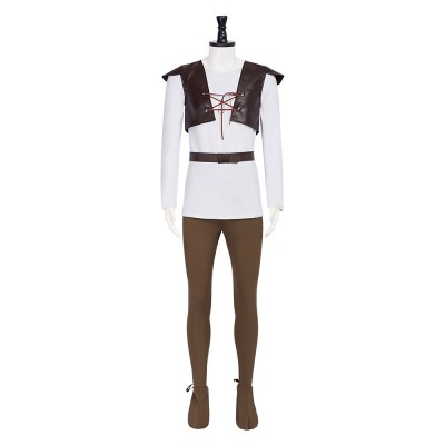 Shrek Cosplay Costume Brown Faux Leather Lace Up Vest White Shirt Belt Pants And Shoe Covers For Adults And Kids