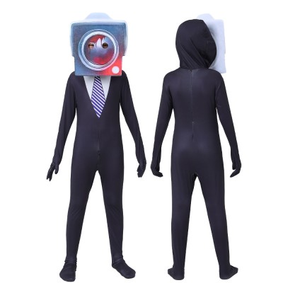  Halloween Parent-child Cosplay Costume Skibidi Large Cameramen Onesie Jumpsuit