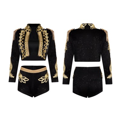 aespa Karina Inspired Black Gold Stage Outfit Cosplay Costume