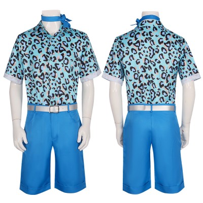 Barbie Movie Ken Print Beach Shirt and Shorts Cosplay Costume