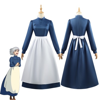 Halloween Costume Howl's Moving Castle Sophie Cosplay Blue Maid Costume
