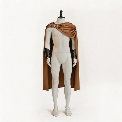 Spartan Warrior Cosplay Costume Ancient Roman Greek Velvet Cape With Arm Bracers In Brown Red Or Black