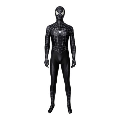 Spider-Man 3 Black Suit Spider-Man Cosplay Costume Symbiote Jumpsuit With Hood Mask For Men Women And Kids