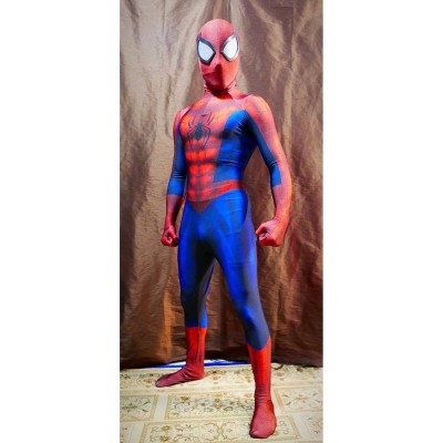 Spider-Man Classic Comic Muscle Suit Cosplay Jumpsuit With Mask For Adults And Kids