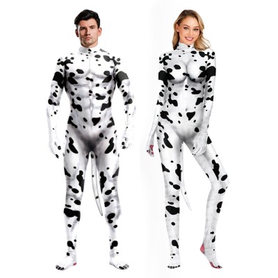 Spotted Dog 3D Printed Bodysuit For Couple's Matching Halloween Costumes