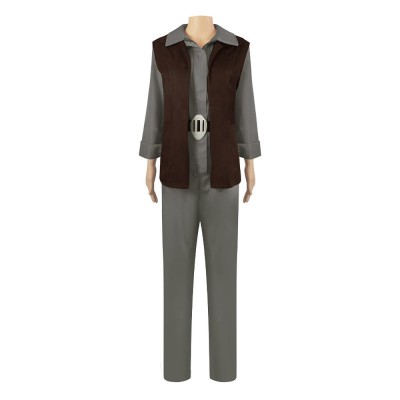 Star Wars General Leia Organa Cosplay Costume Grey Jumpsuit With Brown Vest And Belt