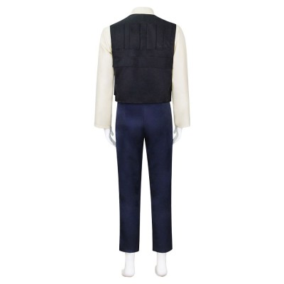 Star Wars Han Solo Cosplay Costume Black Padded Vest Cream Shirt Navy Trousers Men
