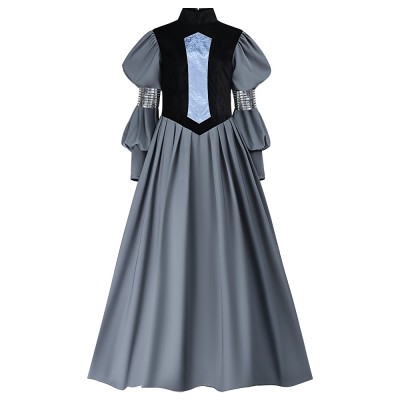 Star Wars Padme Amidala Cosplay Costume Grey Gown With Black Velvet Bodice And Silver Arm Rings