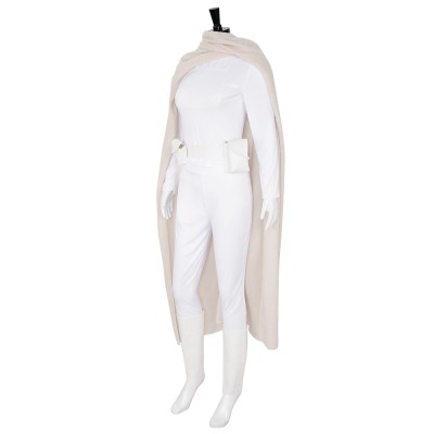 Star Wars Padme Amidala Cosplay Costume White Top Trousers Cream Cloak Holster Belt And Leg Guards For Women And Kids