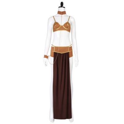 Star Wars Return Of The Jedi Princess Leia Slave Costume Brown Bikini Top, Skirt, Collar And Cuffs