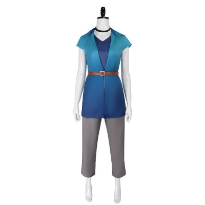 Stardew Valley Abigail Cosplay Costume Teal Vest, Navy Shirt, Grey Pants, Belt And Choker