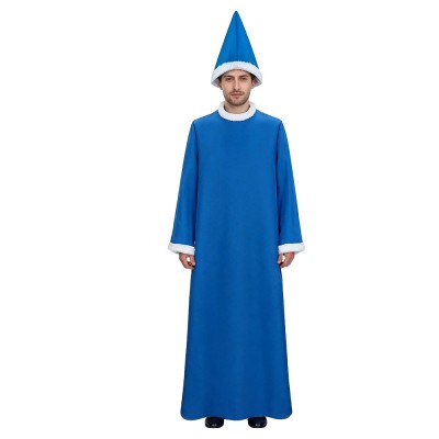 Super Mario Kamek Cosplay Costume Blue Wizard Robe With Pointed Hat