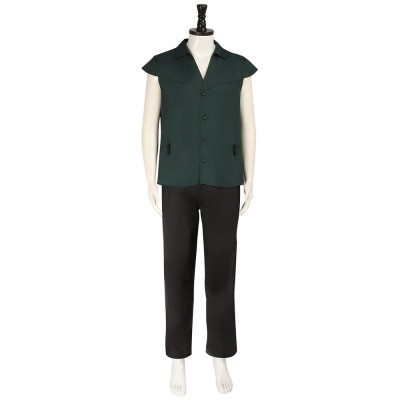 Tangled Stabbington Brother Cosplay Costume Dark Green Cap Sleeve Shirt With Black Pants And Leather Bracers