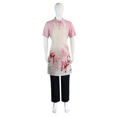 The Texas Chain Saw Massacre Leatherface Cosplay Costume Pink Shirt Bloody Apron Halloween Set