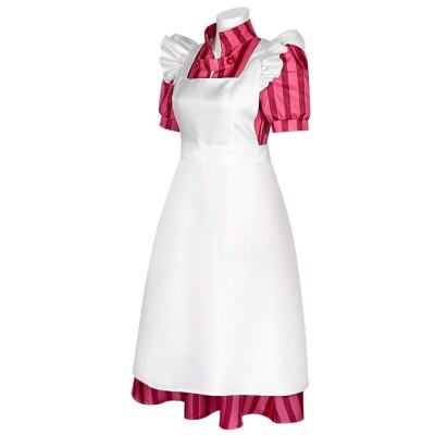The Boy and the Heron Lady Himi Cosplay Costume Red Striped Dress With White Apron