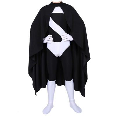 The Incredibles Syndrome Cosplay Costume Black And White S Logo Jumpsuit With Cape Adults And Kids