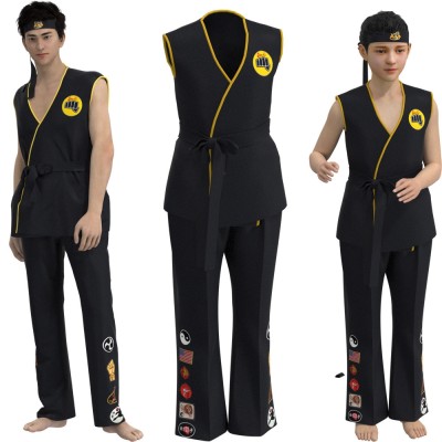 The Karate Kid Black Taekwondo Training Uniform Halloween Cosplay Costume
