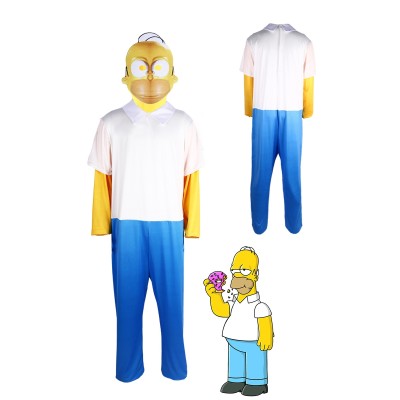The Simpsons Homer Simpson Jumpsuit Cosplay  Halloween Parent-child Costume