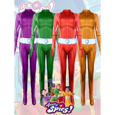 Totally Spies Group Clover Alex Sam Mandy Cosplay Jumpsuit Halloween Parent-Child Costume 