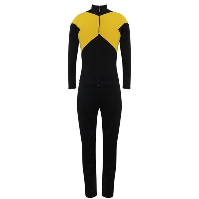 X-Men Dark Phoenix Jean Grey Cosplay Costume Black And Yellow Zip-Up Top And Pants For Women