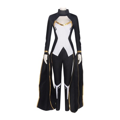 X-Men Storm Cosplay Costume Black Bodysuit Top With Gold Trim Cape Panels And Pants