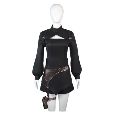 Your Forma Echika Hieda Cosplay Costume Black Tunic with Leather Harness Belt