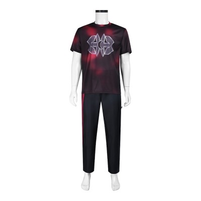 Zombies 4 Dawn Of The Vampires Victor Cosplay Costume Black Red Emblem T-Shirt With Black Trousers
