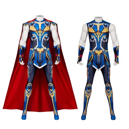 Thor 4 Love and Thunder Printed Cosplay Jumpsuit with Cloak