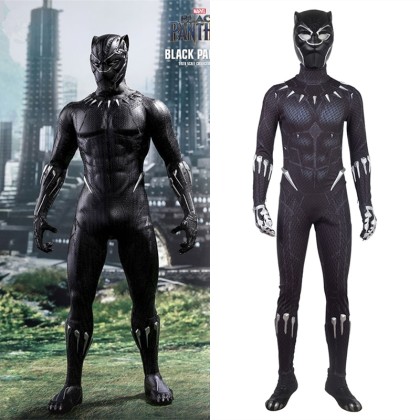 2018 Black Panther Cosplay Costume Black Jumpsuit