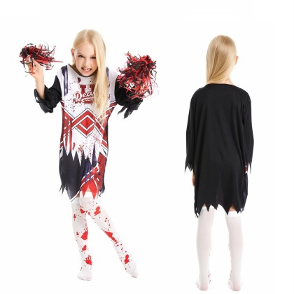  Girls Zombie Creepy Cheerleading Party Cosplay Costume For Halloween