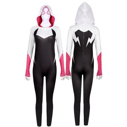 Across the Spider-Verse Spider-Woman Gwen Stacy Onesie Halloween Parent-Child Cosplay Costume