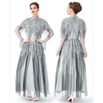Spanish Style Lolita Skeleton Ghost Bridal Dress Adult Halloween Cosplay Costume