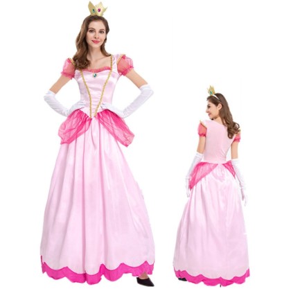 Adult Princess Peach Dress Halloween Cosplay Costume