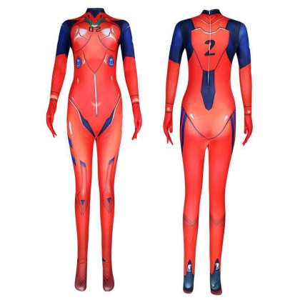 Halloween Female Cosplay Costume Asuka Langley Printed Suit For Adult