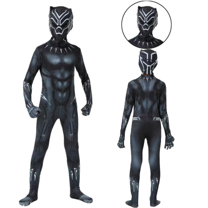 Halloween Cosplay Costume Black Panther Printed Jumpsuit For Adult & Kids 