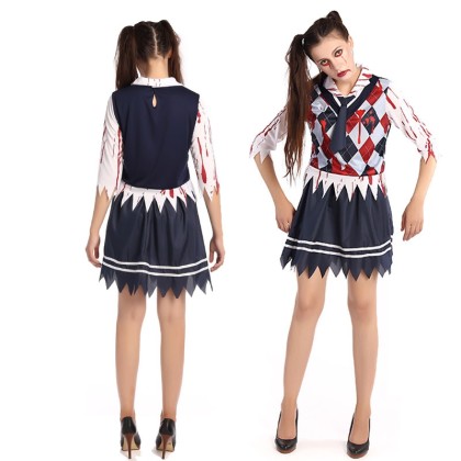 Bloodstain Student Uniform  Zombie Cosplay Costume For Halloween