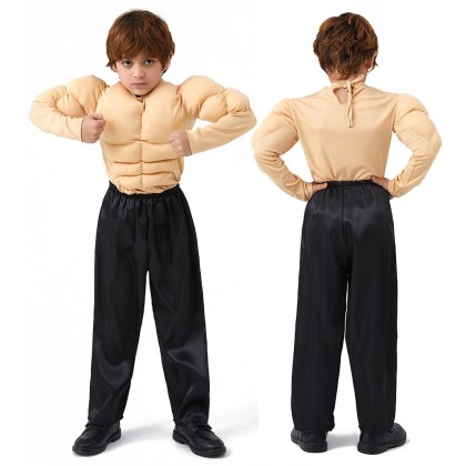 Halloween Cosplay Fake Abs T-shirt Boy's Funny Muscle Costume