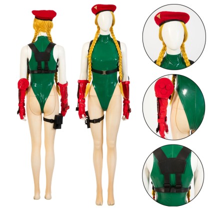 Street Fighter Cammy White Cosplay Costumes Green Suit 