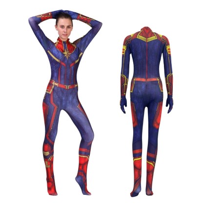 Captain Marvel Kamala Khan 3D Printed Jumpsuit For Halloween Adult & Kid Cosplay Costume